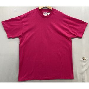 VTG 90s Hanes Men TShirt XL-HEAVYWEIGHT-Pink-Blank Plain-Single Stitch-Retro-USA